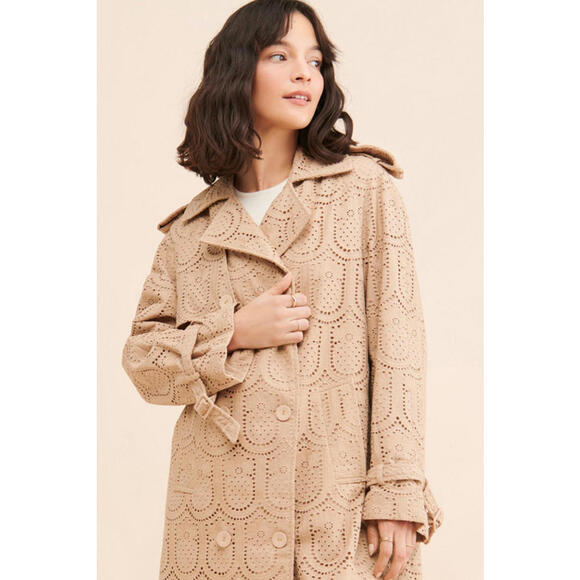 FARM RIO Pineapple Cotton Eyelet Trench Coat SOLD OUT STYLE - Picture 1 of 8